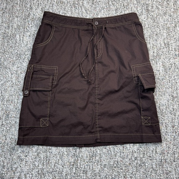 Prana Dresses & Skirts - Prana Skirt Womens Small Brown Stretch Drawstring Breathe Cotton Pockets Hiking